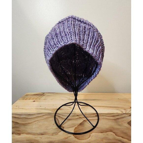 HANDMADE Rib Knit Purple Gradient Beanie Toboggan Cap Hat Unisex Women's Men's - Picture 4 of 10